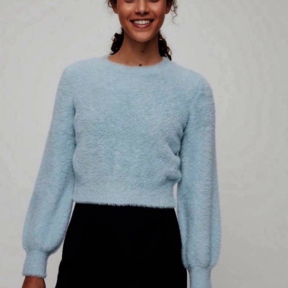 Aritzia Sweaters - Sunday Best Kitten Sweater in baby blue